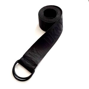 Men's Black DKNY Webbed Belt D Rings Buckle Embossed Logo Branded Strap Golfing